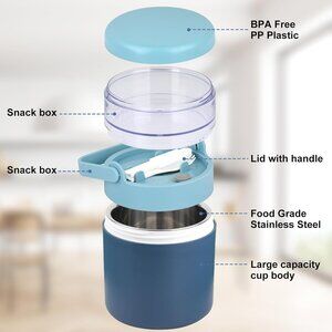 Stainless Steel Yogurt Cup with Handle Lid with Plastic Spoon Take and Go Yogurt